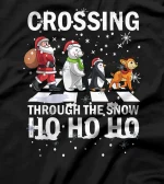 Crossing Through The Snow Ho Ho Ho Santa Bear Penguins Deer T-Shirt