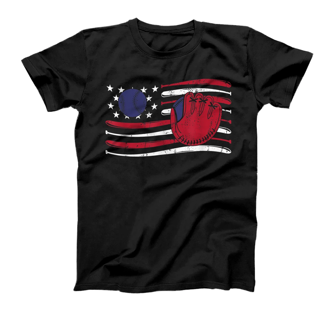 USA American Baseball Bat Flag T-Shirt