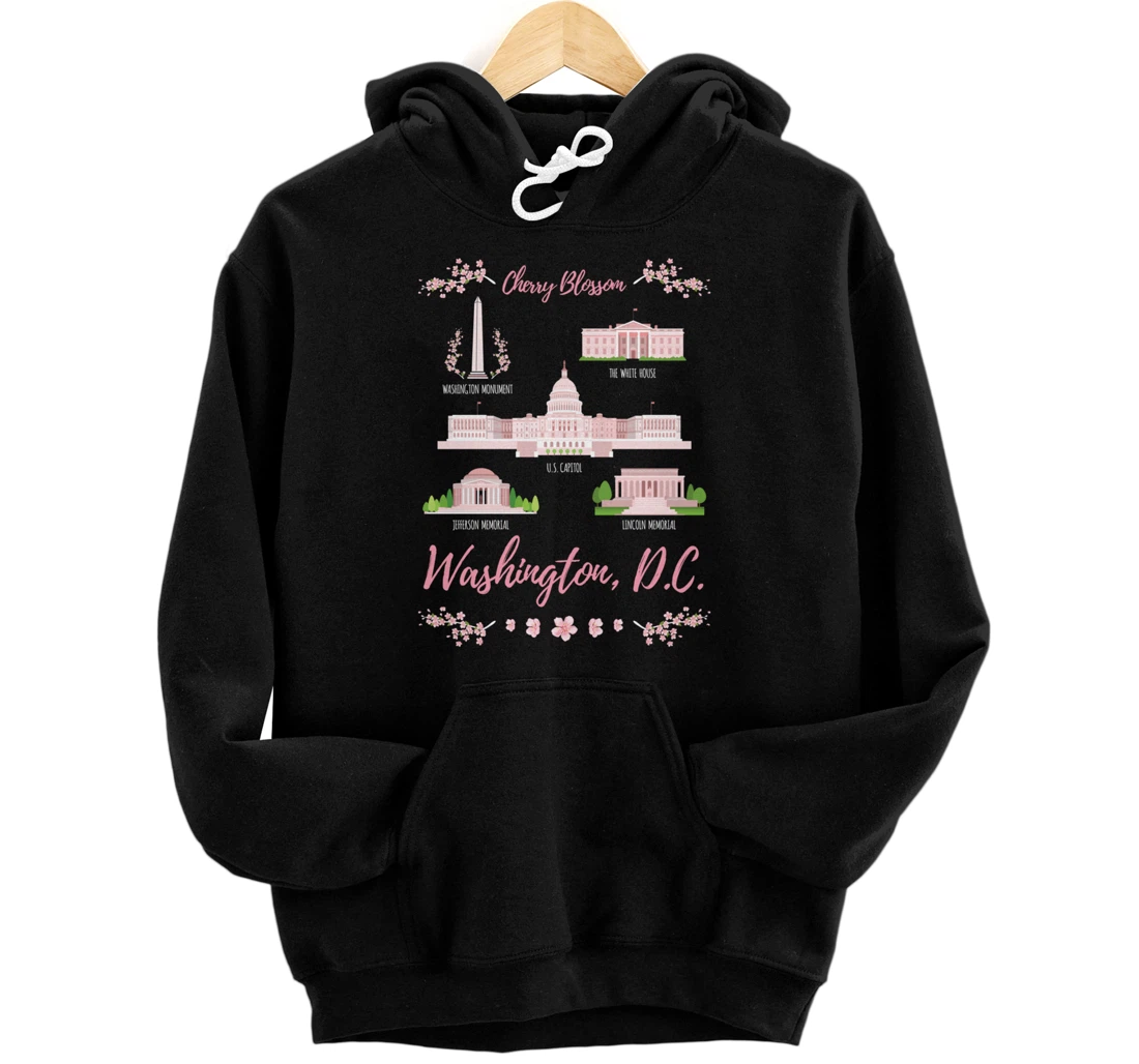 Washington DC Cherry Blossom Monument Pullover Hoodie