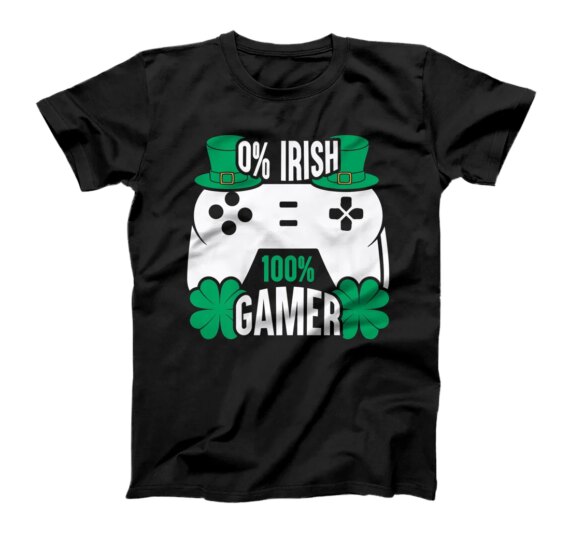 0% Irish 100% Gamer Funny St Patricks Day Gaming T-Shirt