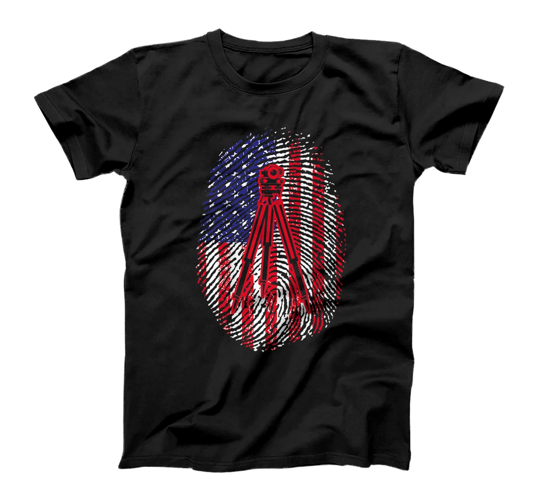  Land Surveying Flag Print Funny Surveyor T-Shirt