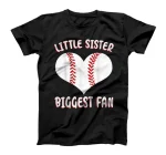  Little Sister Biggest Fan Baseball Player Awesome Baseball T-Shirt