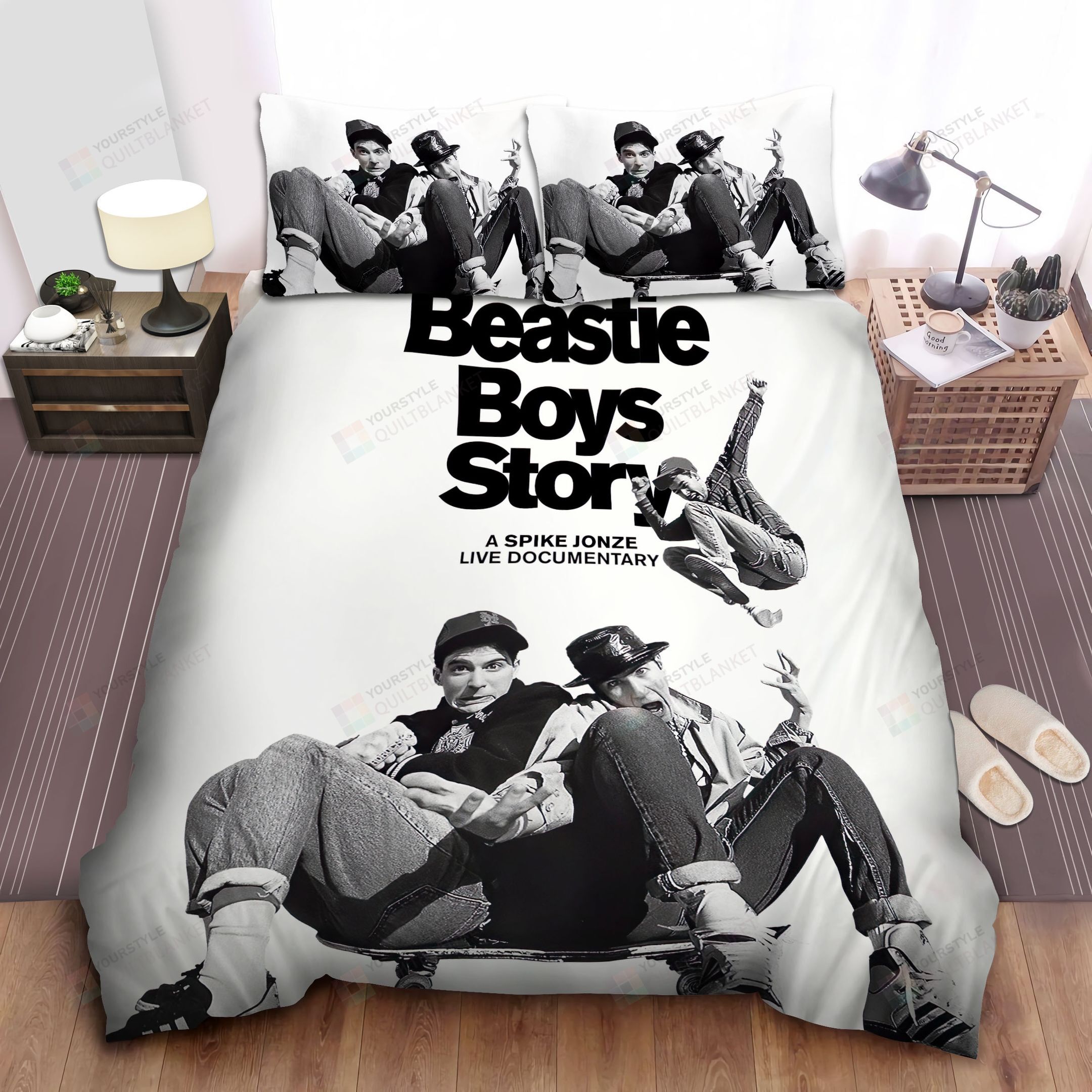 Personalized Bedding Set - Beastie Black White Photograph Spread Included 1 Soft Duvet Cover or Quilt and 2 Lightweight Breathe Pillowcases