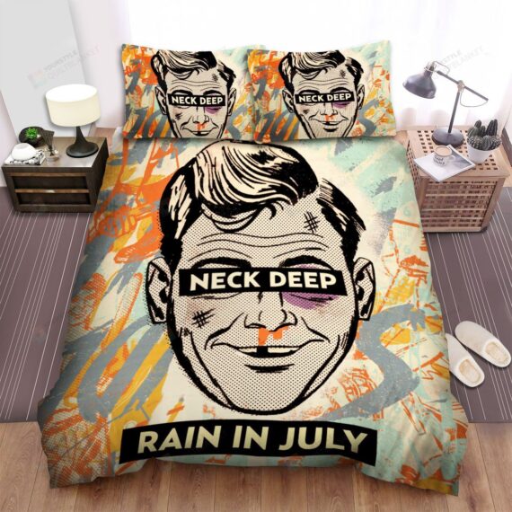 Personalized Bedding Set - Neck Deep Rain July Spread Included 1 Soft Duvet Cover or Quilt and 2 Lightweight Breathe Pillowcases